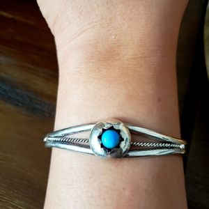 Vintage Sterling Silver Turquoise Cuff Bracelet